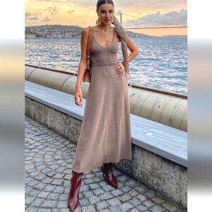 Zara Brown Knit Maxi Dress Size M
